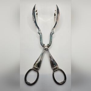 Vintage Gorham Heritage Silverplated Salad Serving Tongs W/Box Italy Tarnished